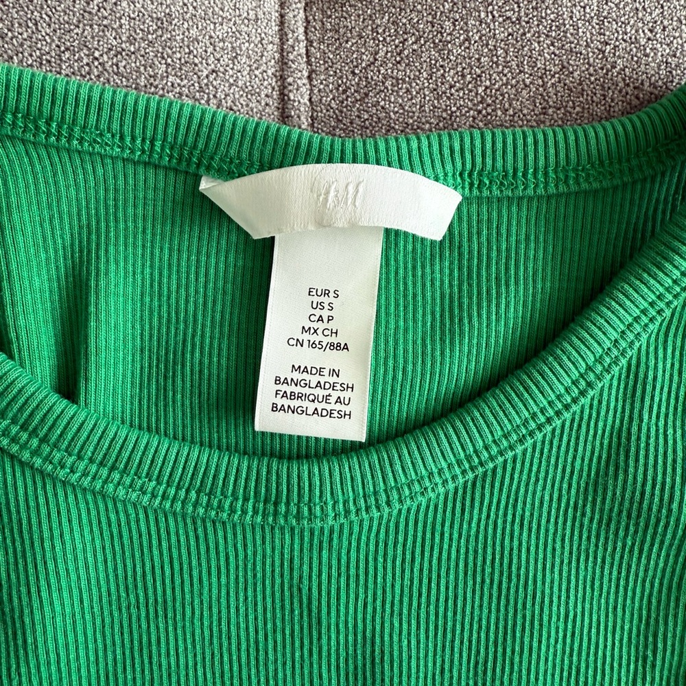 H&M Green Ribbed Crop Top - Picture 2 of 2